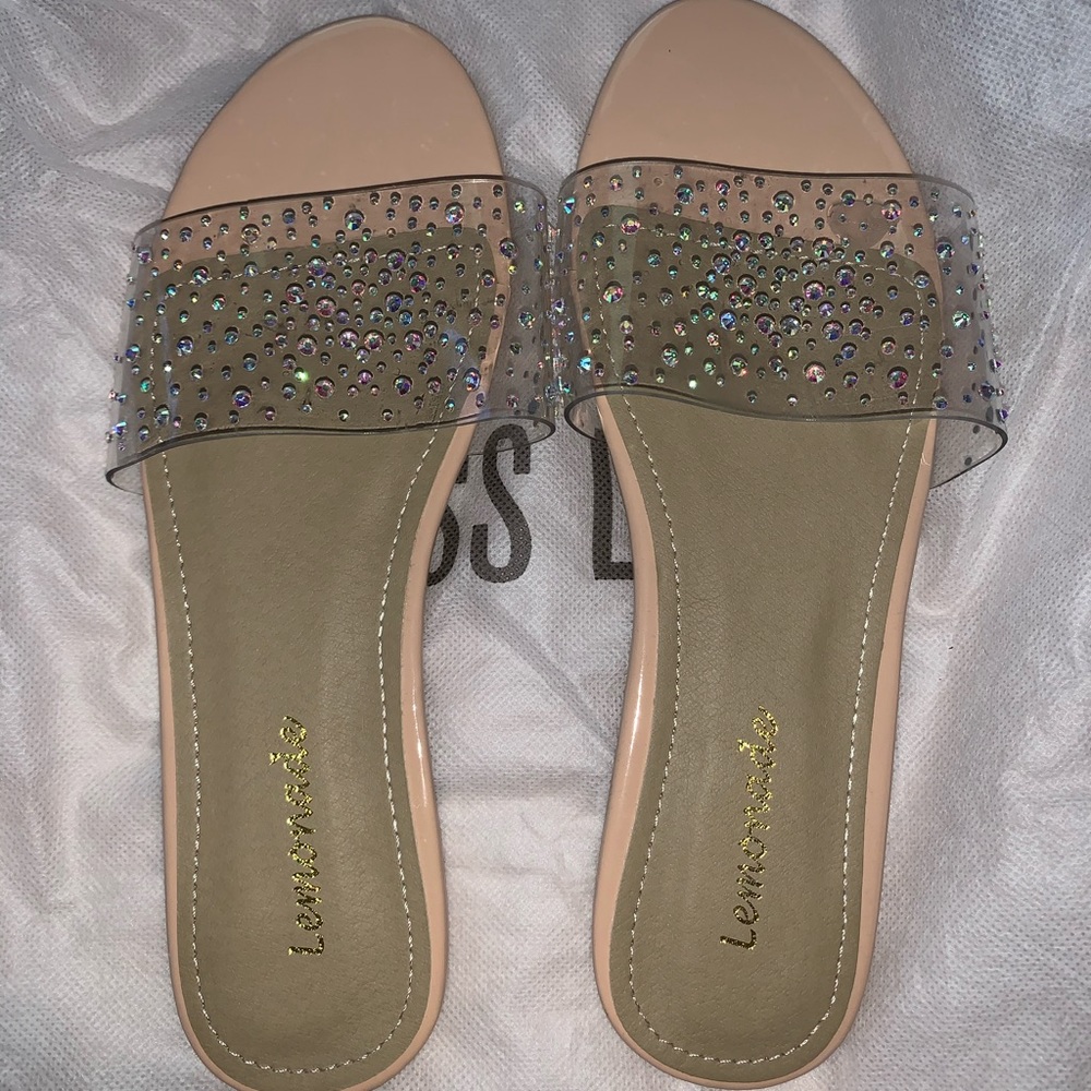 nude/clear sandals